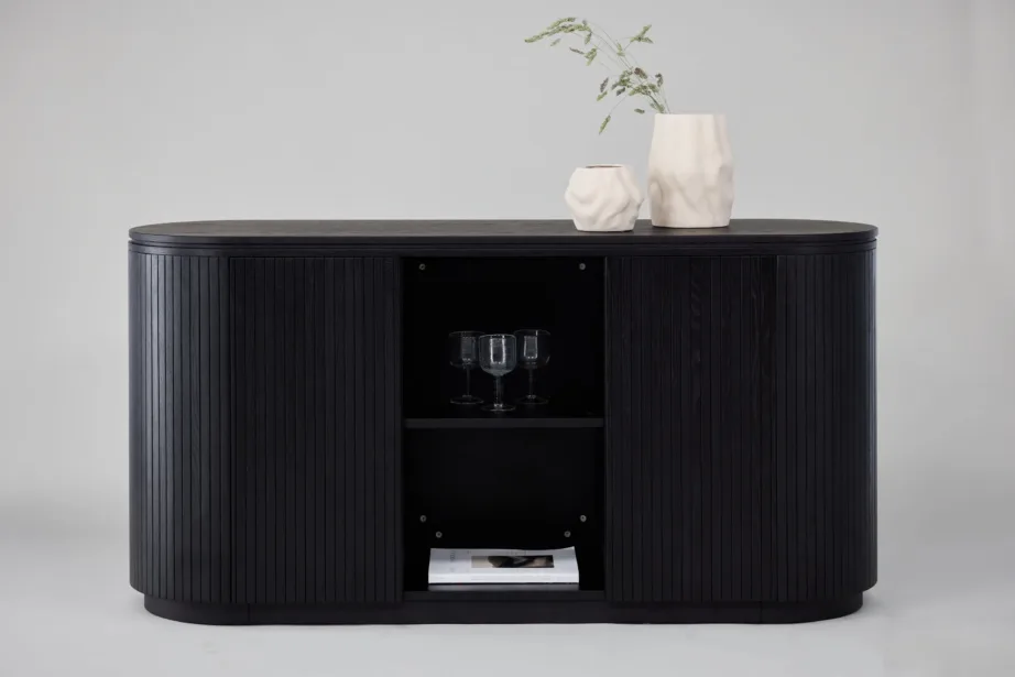 Fjällbacka kõrge musta tammefurniiriga kummut, ovaalne, avatud ja suletud riiulitega, 42000-010 – 8