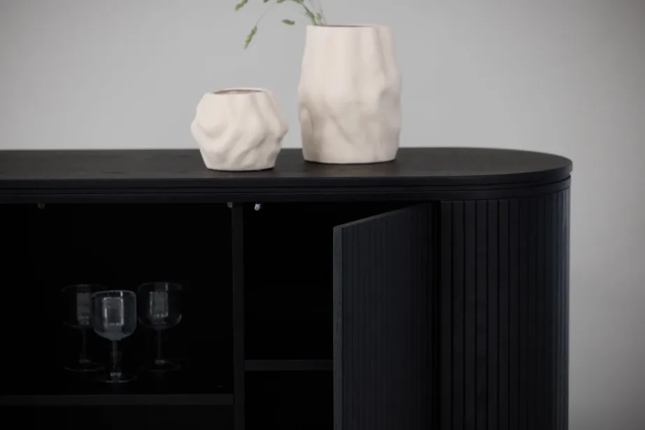 Fjällbacka kõrge musta tammefurniiriga kummut, ovaalne, avatud ja suletud riiulitega, 42000-010 – 9