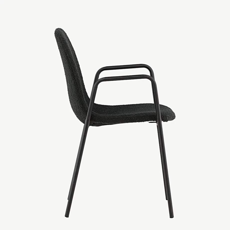 Skandinaavia stiilis söögitool Klädesholmen, must buklee, must metallraam, käetugedega, 43000-134 – 2