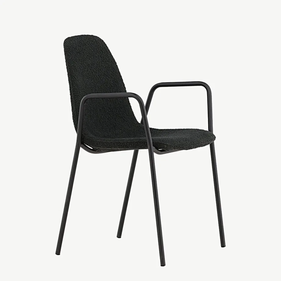 Skandinaavia stiilis söögitool Klädesholmen, must buklee, must metallraam, käetugedega, 43000-134 – 3