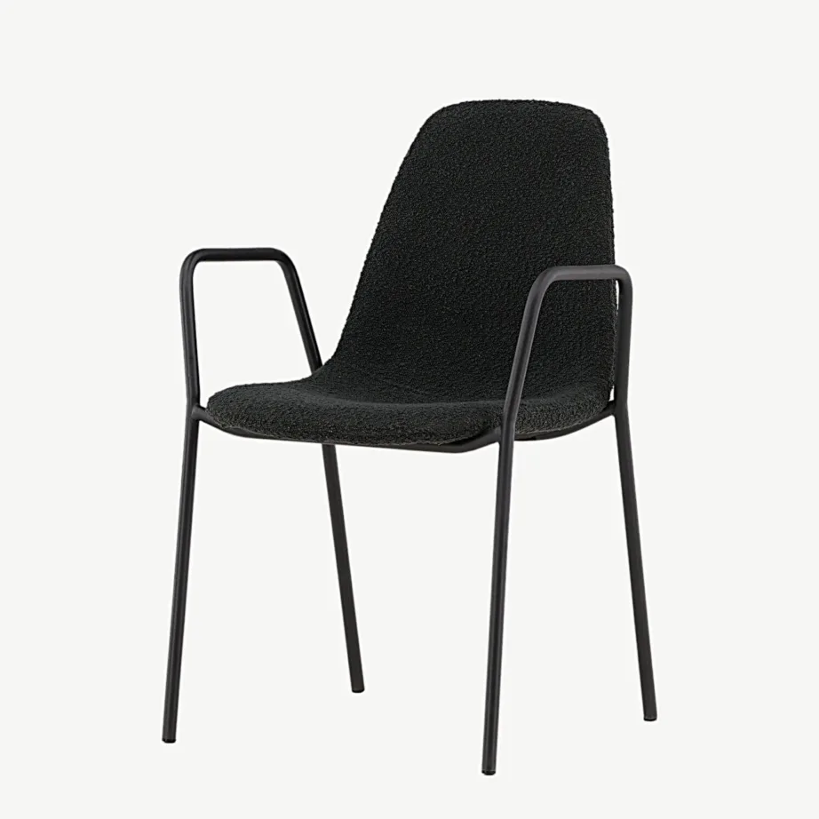 Skandinaavia stiilis söögitool Klädesholmen, must buklee, must metallraam, käetugedega, 43000-134 – 5