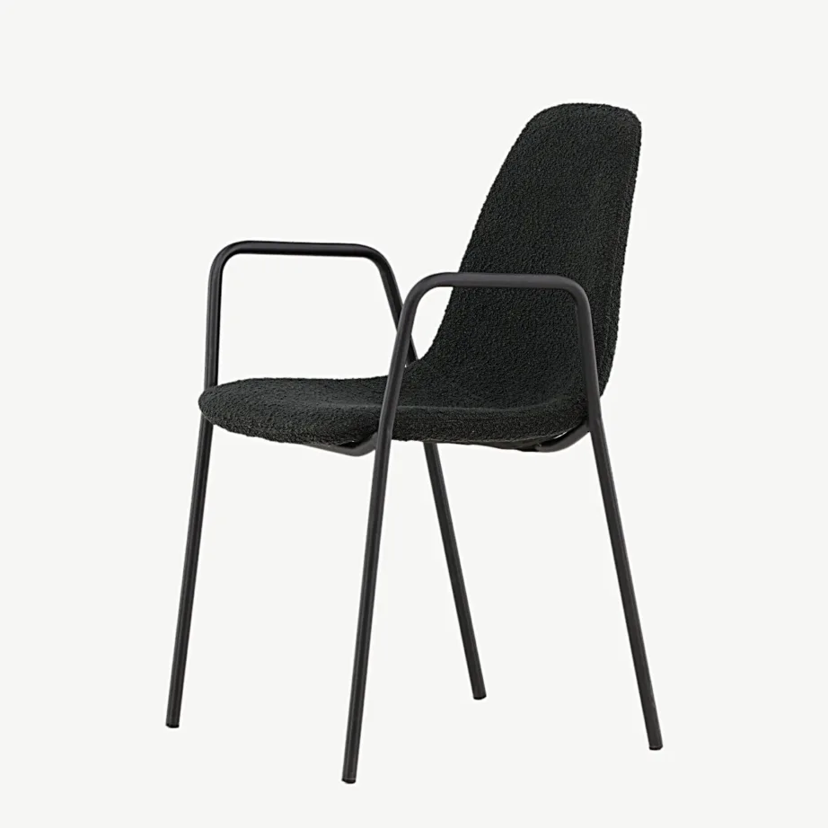 Skandinaavia stiilis söögitool Klädesholmen, must buklee, must metallraam, käetugedega, 43000-134 – 6