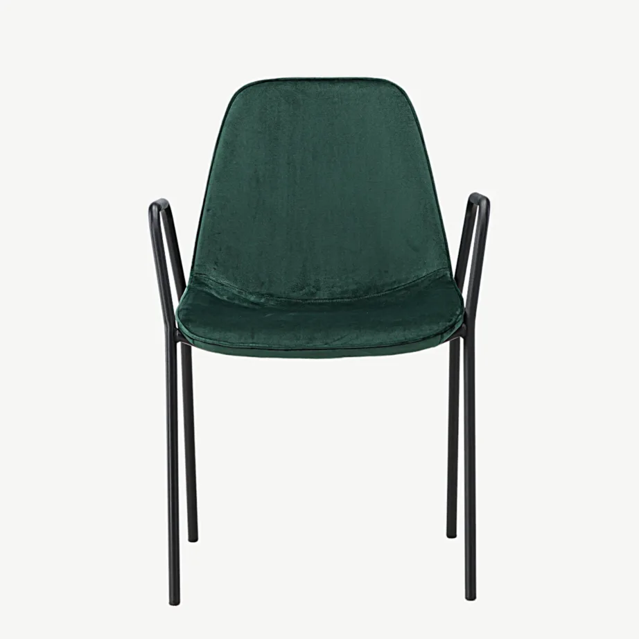 Klädesholmeni tume roheline sametkattega söögitool käetugedega, must metallraam, 43000-138 – 4