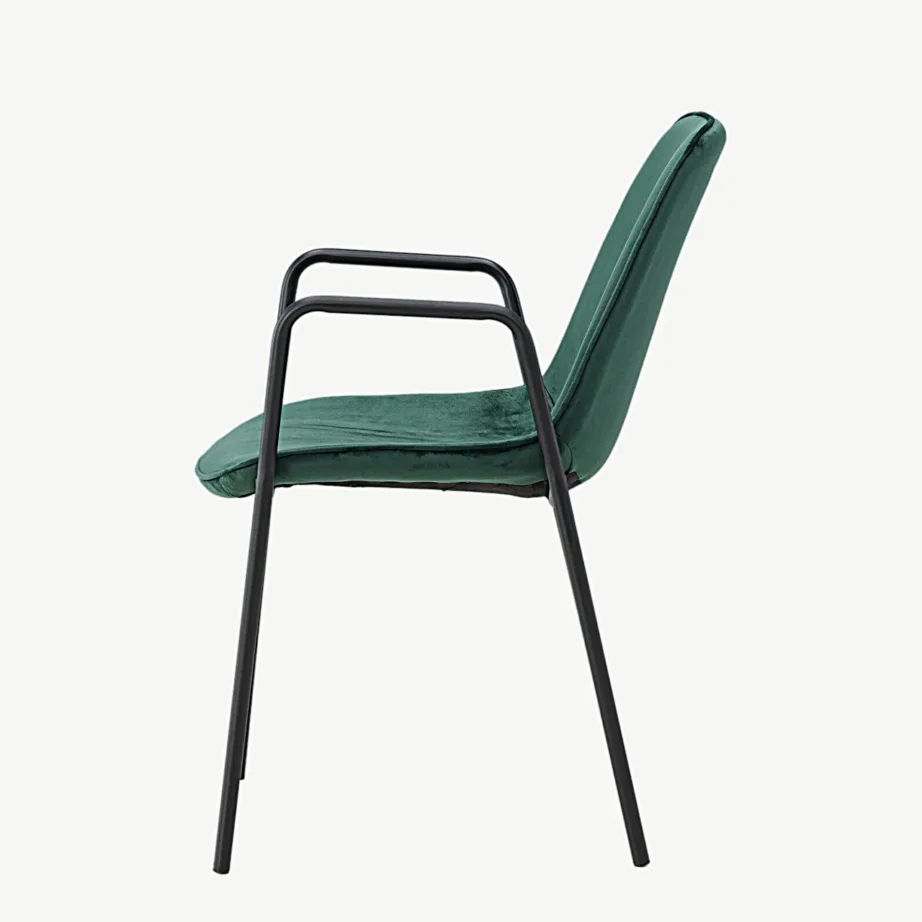 Klädesholmeni tume roheline sametkattega söögitool käetugedega, must metallraam, 43000-138 – 7