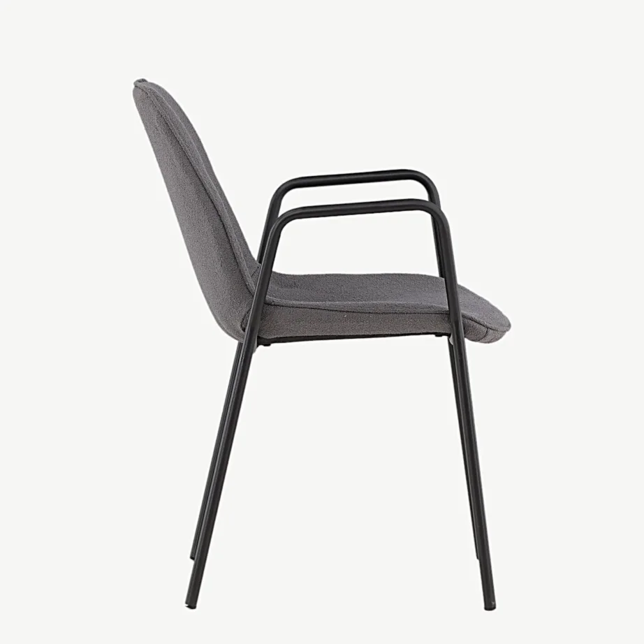 Täispolsterdatud söögitool Klädesholmen tumehalli buklee ja musta terasraamiga, 43000-139 – 2