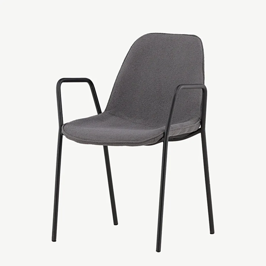 Täispolsterdatud söögitool Klädesholmen tumehalli buklee ja musta terasraamiga, 43000-139 – 5