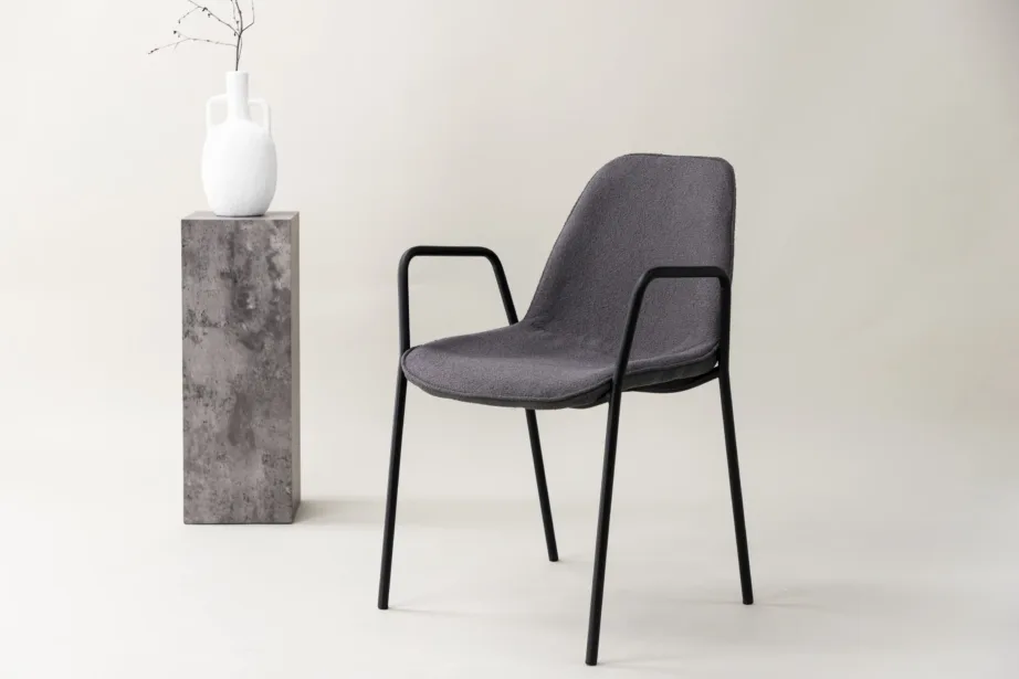 Täispolsterdatud söögitool Klädesholmen tumehalli buklee ja musta terasraamiga, 43000-139 – 8