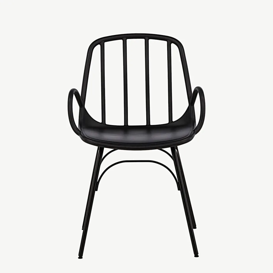 Must käetugedega plastik- ja terasjalgadega söögitool Dyrön, 43000-261 – 4