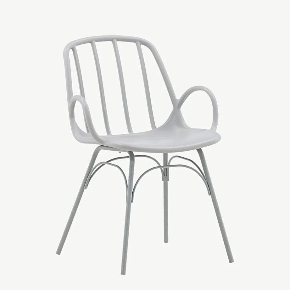 Söögitool Dyröni hallikasbeežist plastist ja terasest, käetugedega, 43000-262 – 4