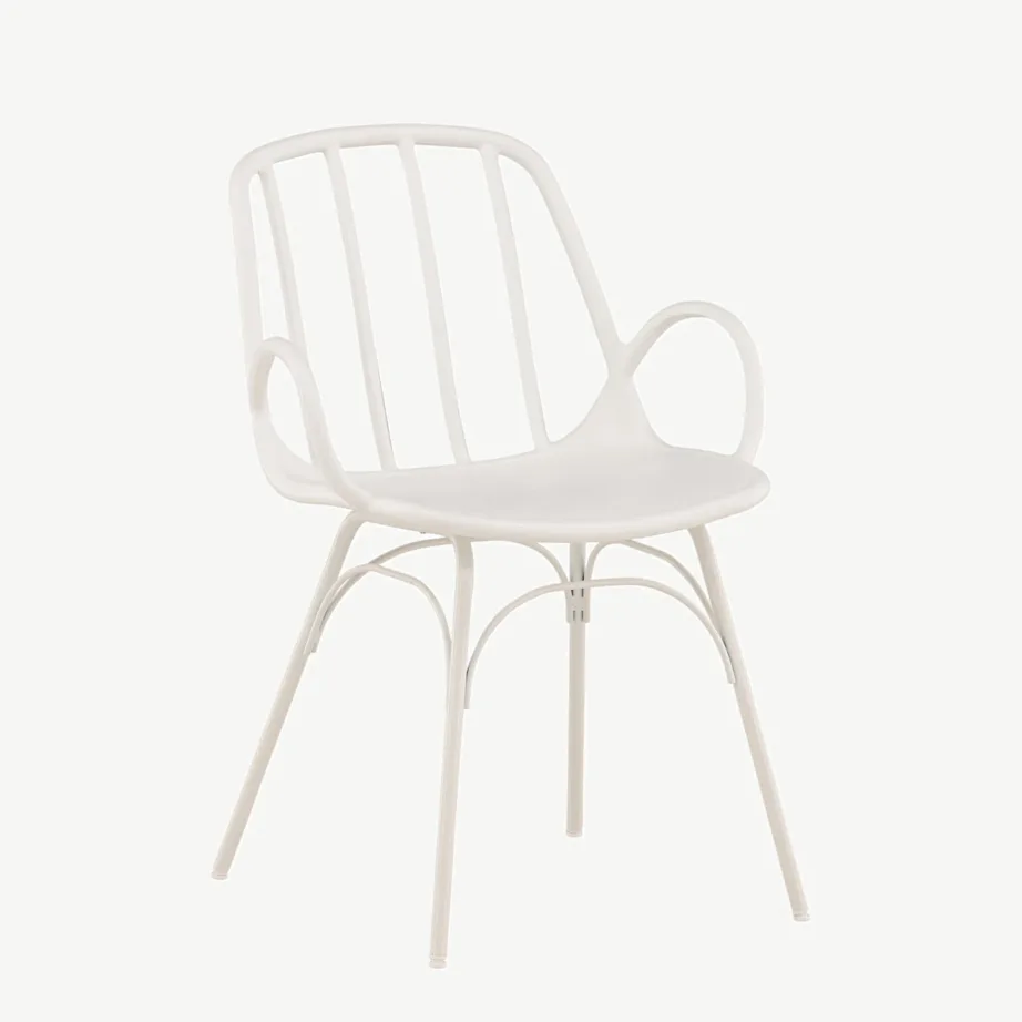 Valge plastikust söögitool käetugedega Dyröni terasjalgadega, 43000-263 – 3