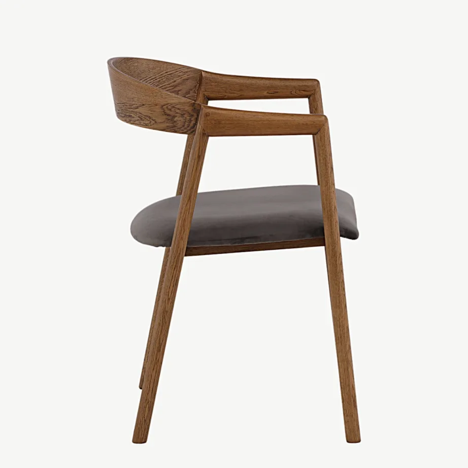 Tammepuidust söögitool Långön skandinaavia stiilis, hall sametist iste, 43000-270 – 2