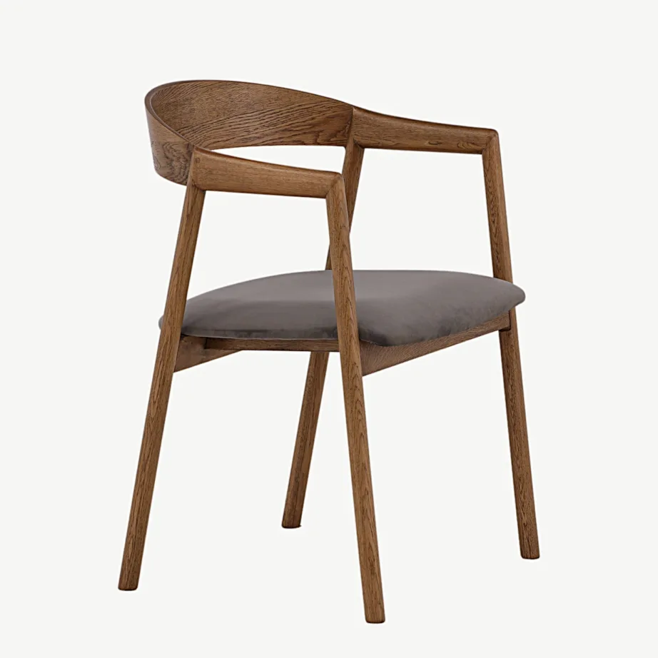 Tammepuidust söögitool Långön skandinaavia stiilis, hall sametist iste, 43000-270 – 3