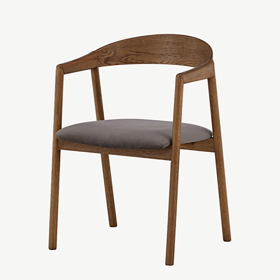 Tammepuidust söögitool Långön skandinaavia stiilis, hall sametist iste, 43000-270 – 5