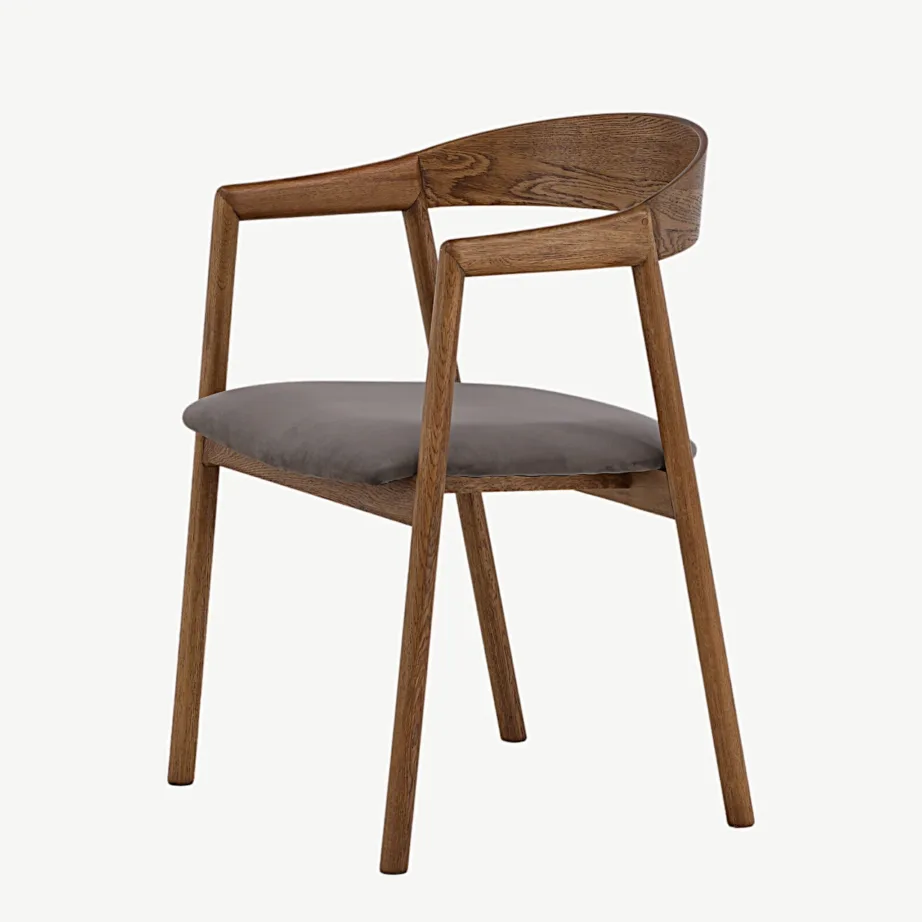 Tammepuidust söögitool Långön skandinaavia stiilis, hall sametist iste, 43000-270 – 6