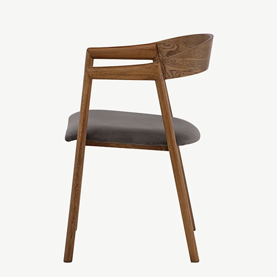 Tammepuidust söögitool Långön skandinaavia stiilis, hall sametist iste, 43000-270 – 7