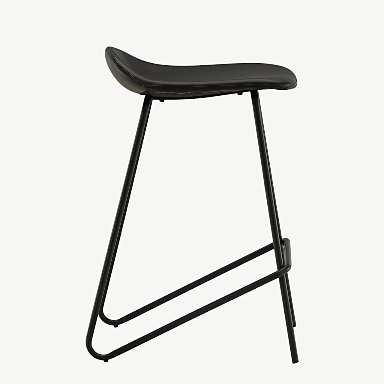 Minimalistlik must terasest baaritool Grebbestad, 66 cm (PU-kattega) - 44000-170
