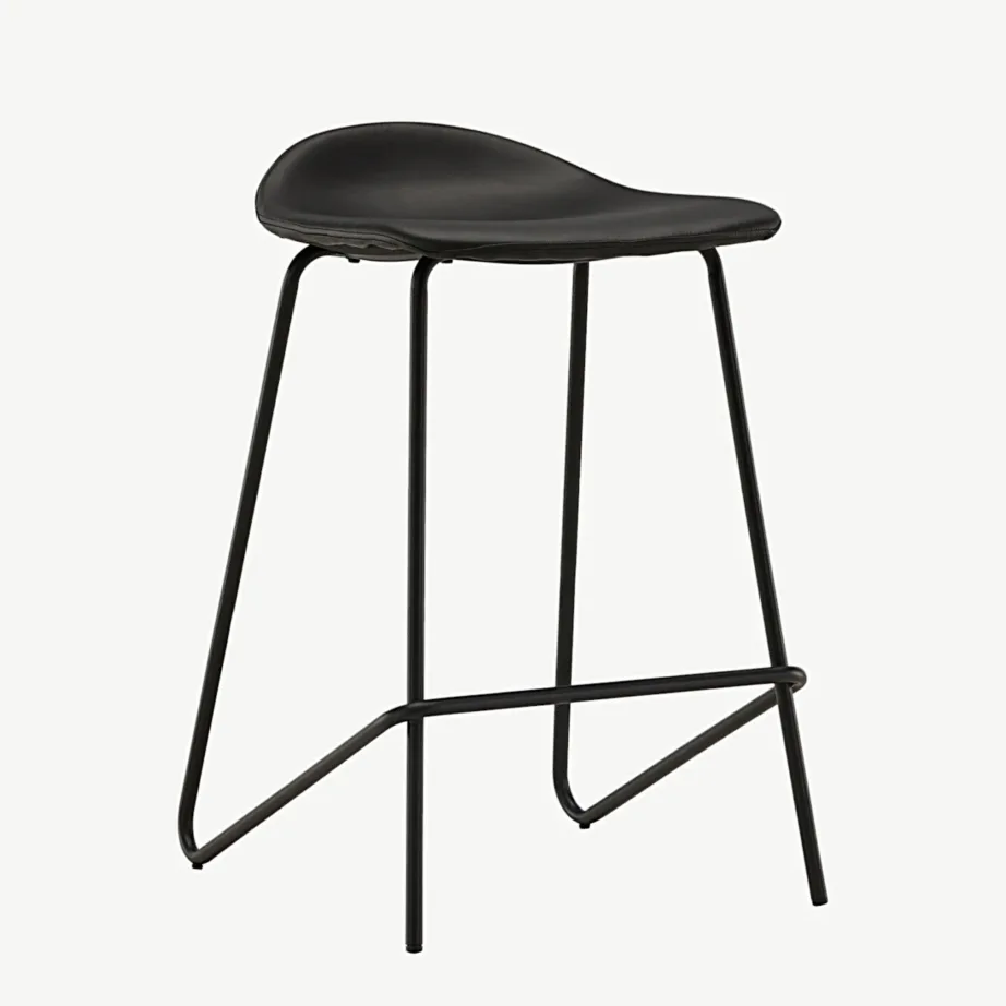 Minimalistlik must terasest baaritool Grebbestad, 66 cm (PU-kattega), 44000-170