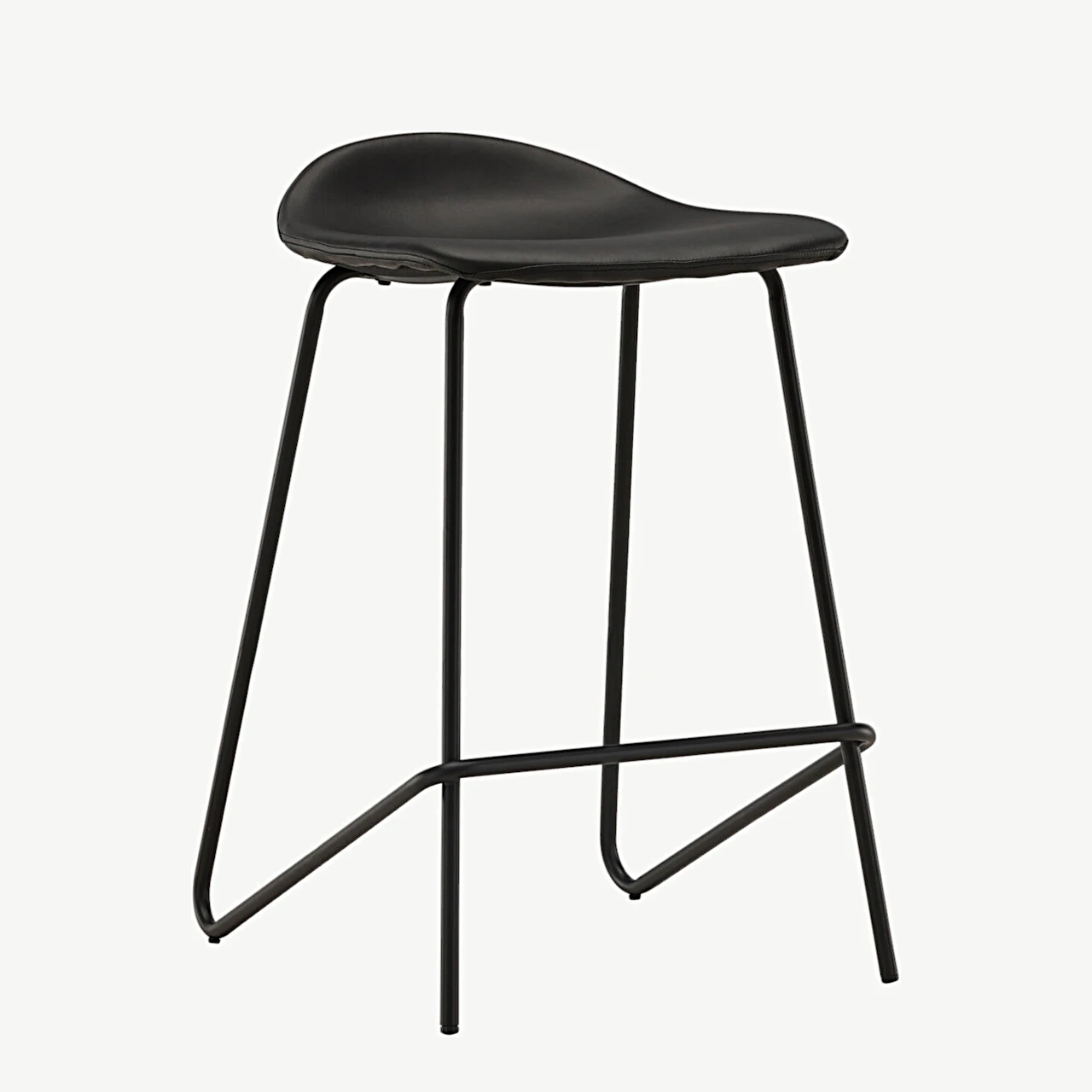 Minimalistlik must terasest baaritool Grebbestad, 66 cm (PU-kattega) - 44000-170
