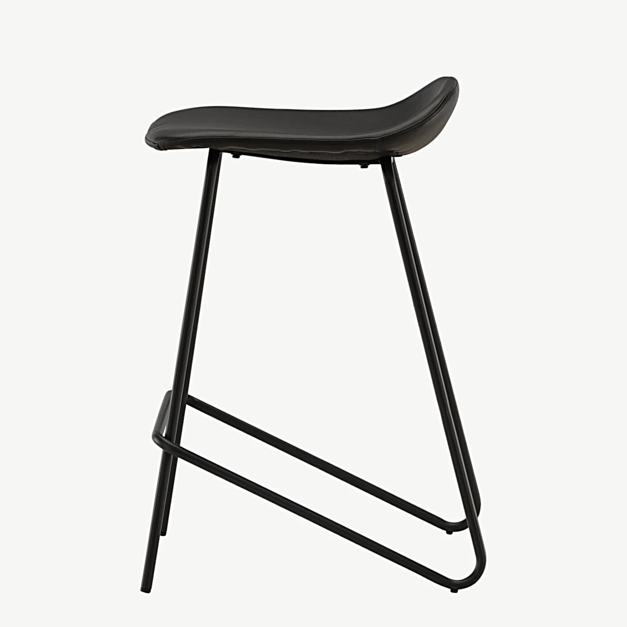 Minimalistlik must terasest baaritool Grebbestad, 66 cm (PU-kattega) - 44000-170