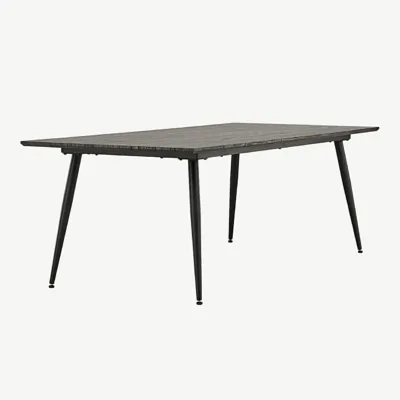 Keholmeni ristkülikukujuline pruun söögilaud mustade terasjalgadega, 220x100 cm - 46000-052