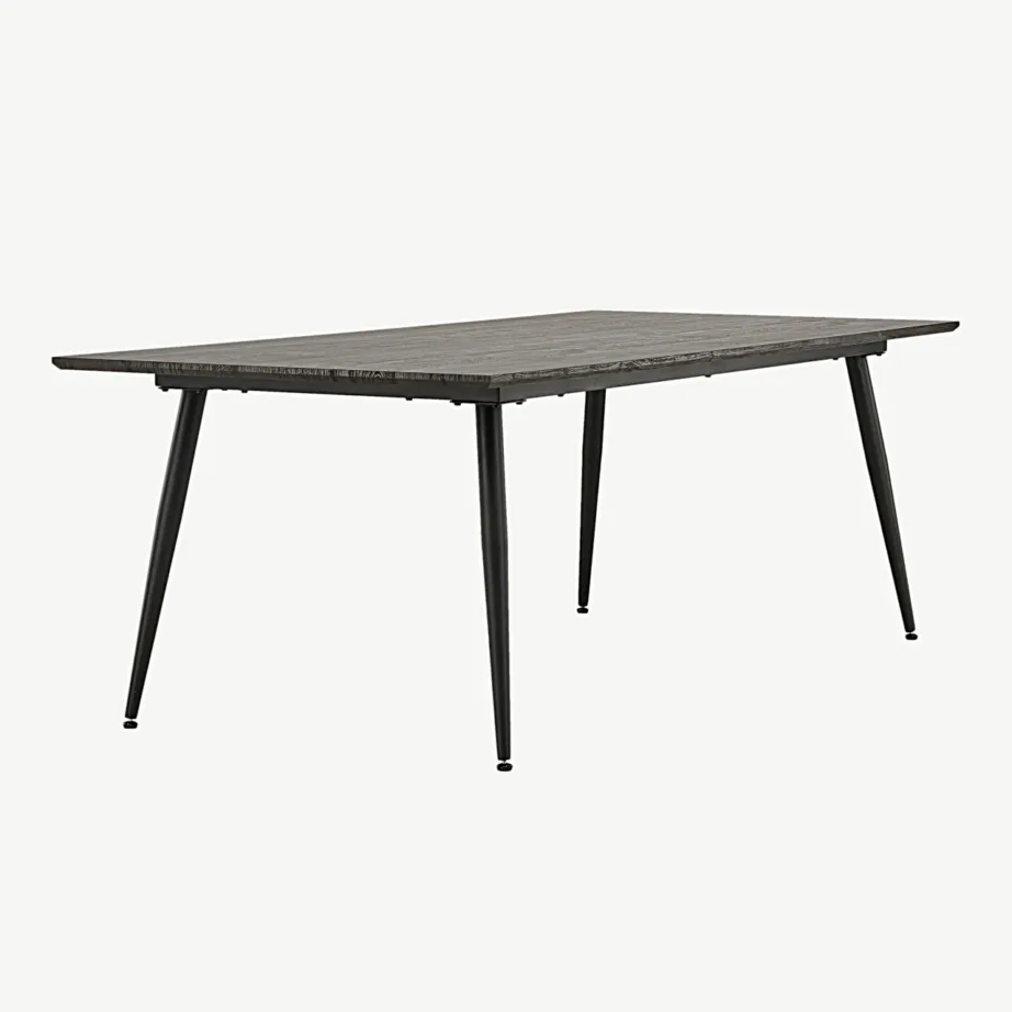Keholmeni ristkülikukujuline pruun söögilaud mustade terasjalgadega, 220×100 cm, 46000-052