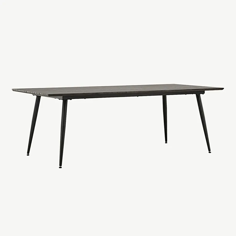 Keholmeni ristkülikukujuline pruun söögilaud mustade terasjalgadega, 220x100 cm - 46000-052