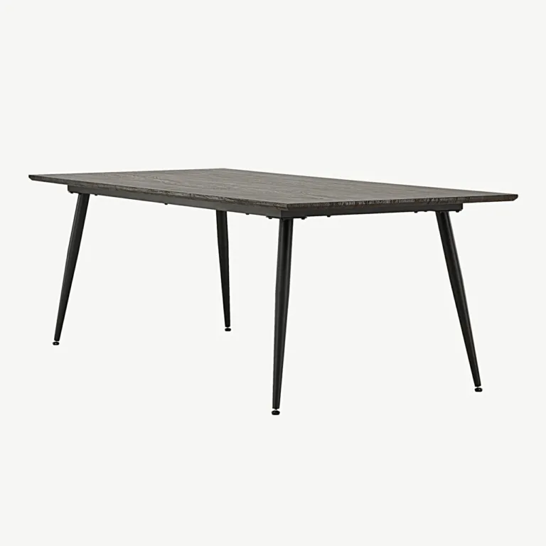 Keholmeni ristkülikukujuline pruun söögilaud mustade terasjalgadega, 220x100 cm - 46000-052