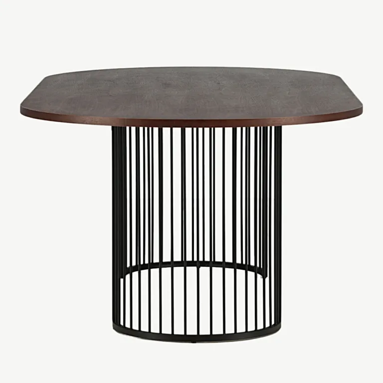Ovaalne söögilaud Hamneskäri, tume pähklispoon ja must terasraam, 220x110 cm - 46000-160