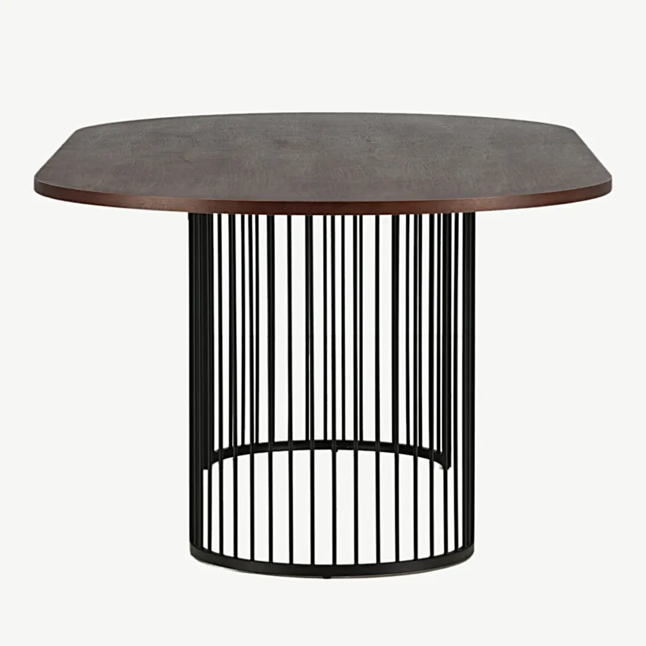 Ovaalne söögilaud Hamneskäri, tume pähklispoon ja must terasraam, 220×110 cm, 46000-160 – 2