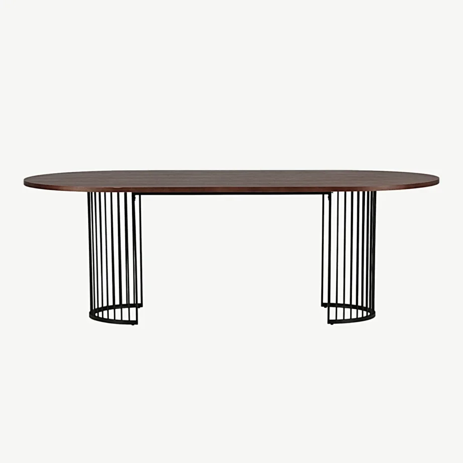 Ovaalne söögilaud Hamneskäri, tume pähklispoon ja must terasraam, 220×110 cm, 46000-160 – 4