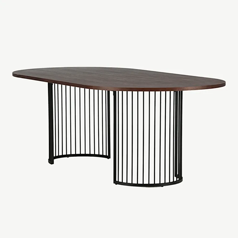 Ovaalne söögilaud Hamneskäri, tume pähklispoon ja must terasraam, 220x110 cm - 46000-160