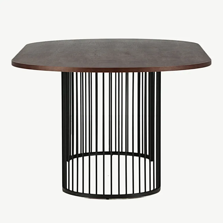 Ovaalne söögilaud Hamneskäri, tume pähklispoon ja must terasraam, 220x110 cm - 46000-160