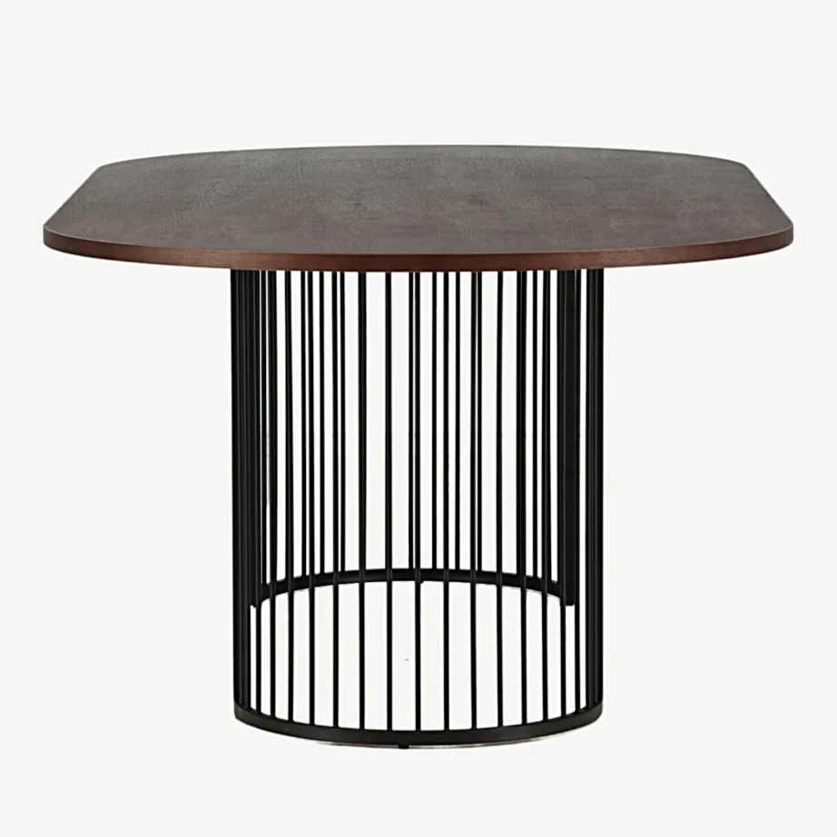 Ovaalne söögilaud Hamneskäri, tume pähklispoon ja must terasraam, 220×110 cm, 46000-160 – 7