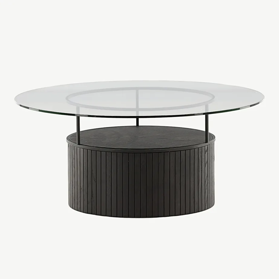 Ümmargune diivanilaud Bovall musta klaasiga, Ø90 cm, 48000-010 – 2