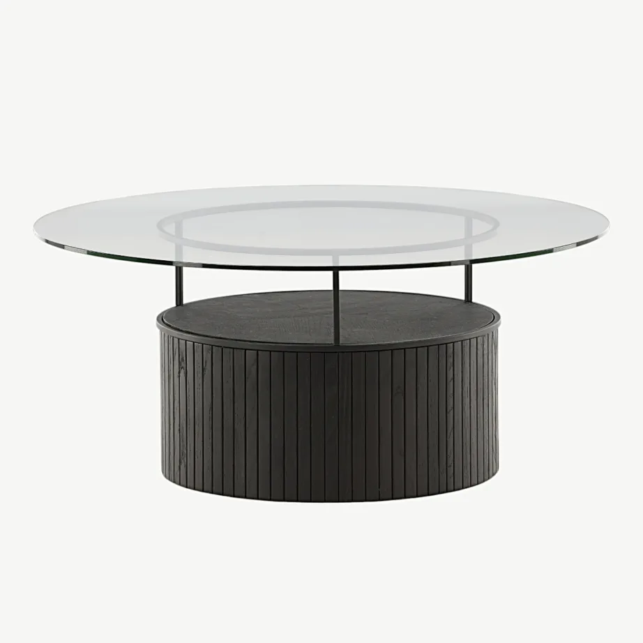 Ümmargune diivanilaud Bovall musta klaasiga, Ø90 cm, 48000-010 – 3