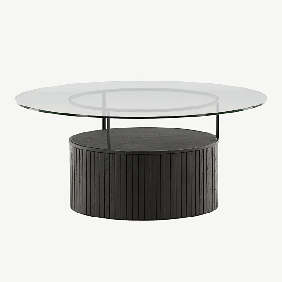 Ümmargune diivanilaud Bovall musta klaasiga, Ø90 cm, 48000-010 – 4