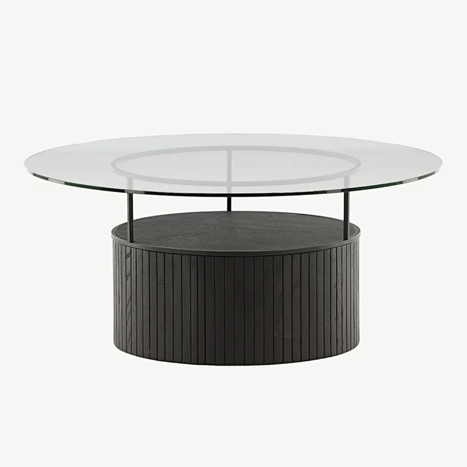 Ümmargune diivanilaud Bovall musta klaasiga, Ø90 cm, 48000-010 – 5