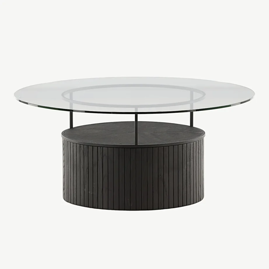 Ümmargune diivanilaud Bovall musta klaasiga, Ø90 cm, 48000-010 – 7