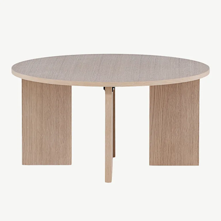 Ümmargune diivanilaud Askerön, valge peitsiga MDF, ø80 cm - 48000-170