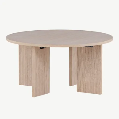 Ümmargune diivanilaud Askerön, valge peitsiga MDF, ø80 cm - 48000-170