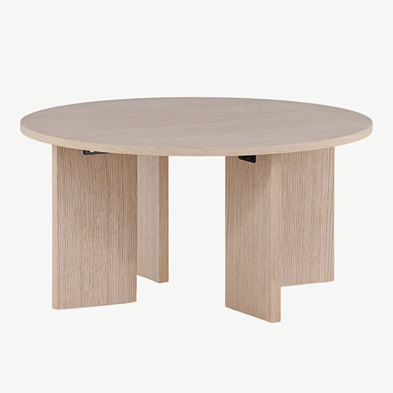 Ümmargune diivanilaud Askerön, valge peitsiga MDF, ø80 cm - 48000-170