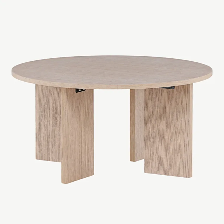 Ümmargune diivanilaud Askerön, valge peitsiga MDF, ø80 cm - 48000-170