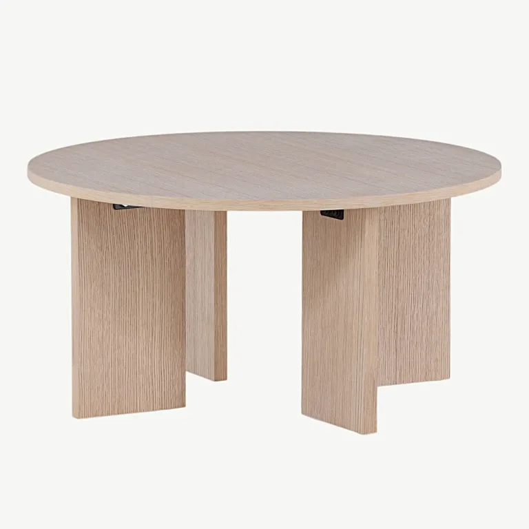 Ümmargune diivanilaud Askerön, valge peitsiga MDF, ø80 cm - 48000-170