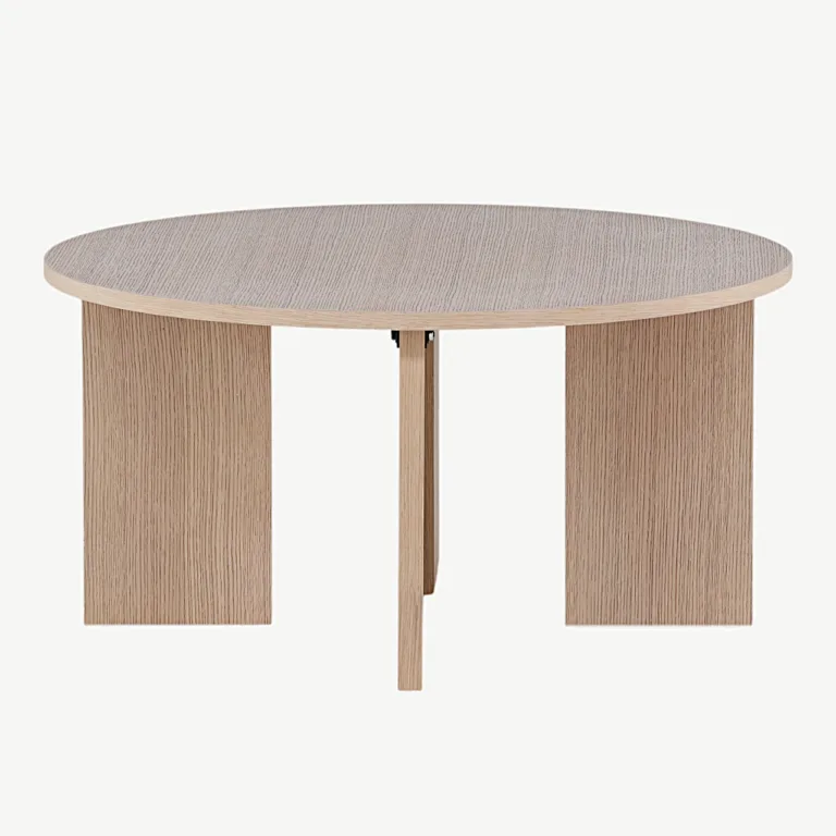 Ümmargune diivanilaud Askerön, valge peitsiga MDF, ø80 cm - 48000-170