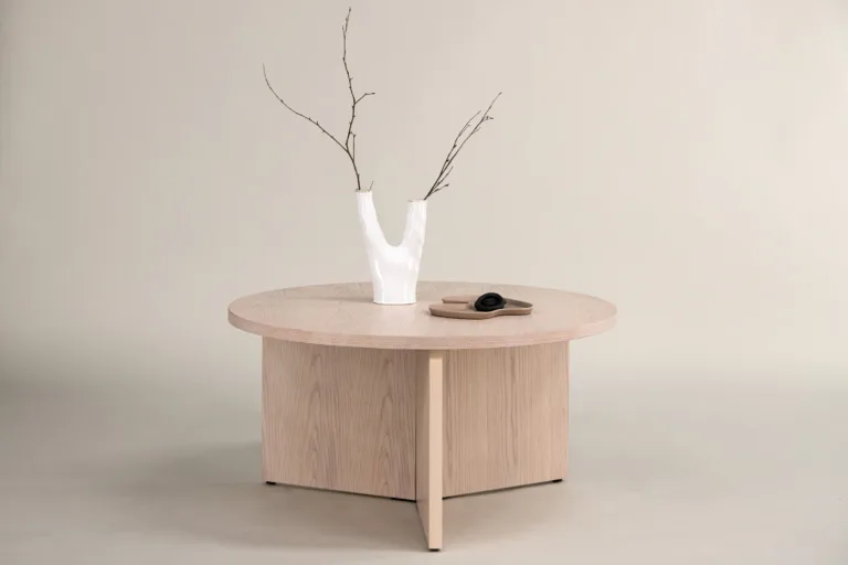 Valgeks peitsitud ümar diivanilaud Saltö, ø65 cm (MDF) - 48000-462