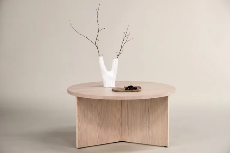 Valgeks peitsitud ümar diivanilaud Saltö, ø65 cm (MDF) - 48000-462