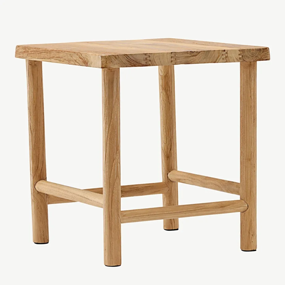 Valgeks peitsitud tiigipuust taburet Noster, 49000-160 – 3