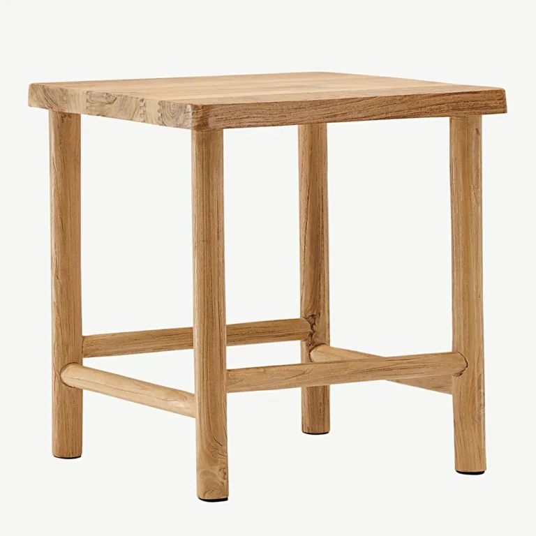 Valgeks peitsitud tiigipuust taburet Noster - 49000-160