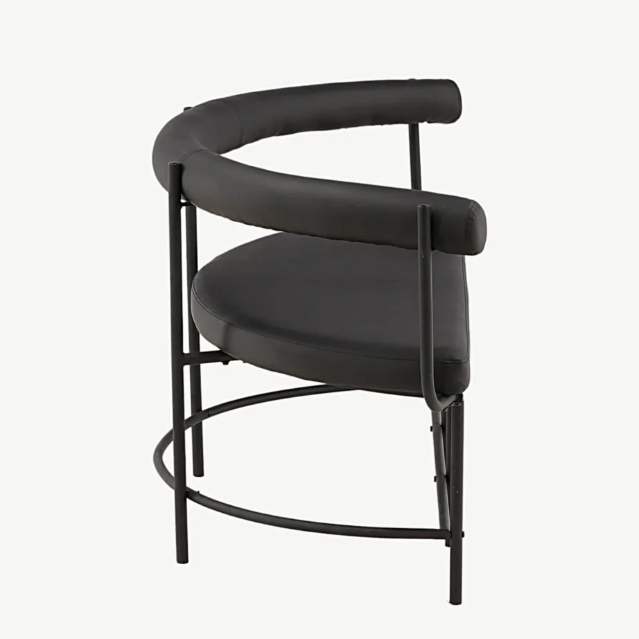 Kaasaegne mustast terasest pingi diivan Stallhagen (PU-kattega, 165 cm), 53000-011 – 2