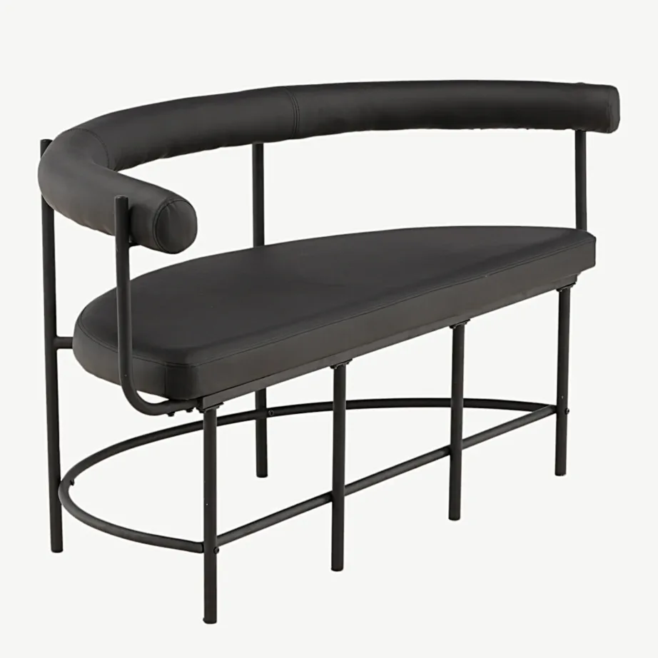 Kaasaegne mustast terasest pingi diivan Stallhagen (PU-kattega, 165 cm), 53000-011 – 3